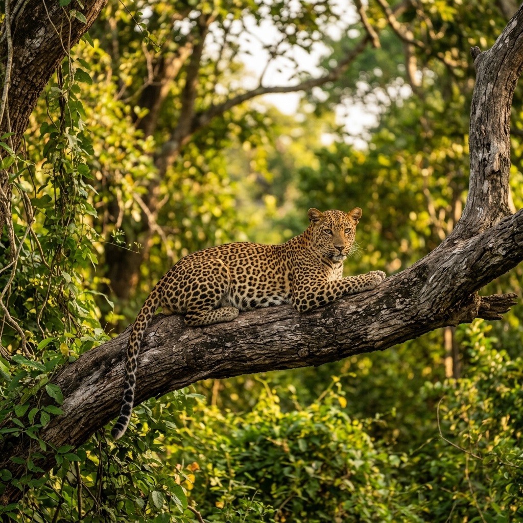 Leopard (Panthera pardus) trails in Yala National Park